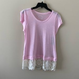 💕 INC Pink T-Shirt with Lace Trim - perfect for spring💕